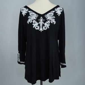 Monroe & Main Women Size XL Black White Tunic